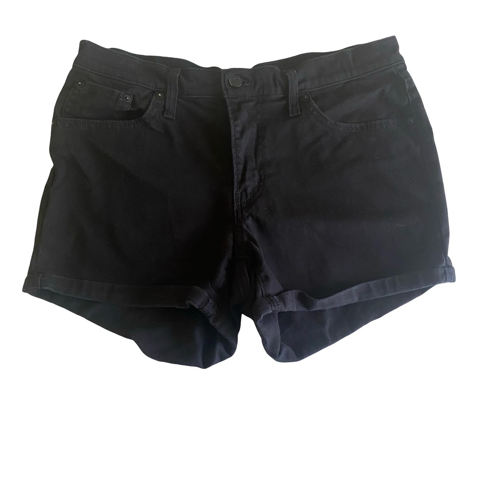 Levi's Black Mid Length Denim Shorts Women's Size 32 Rolled Hem Stretch